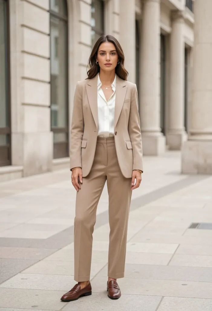 . Tailored Blazer with Straight-Leg Trousers