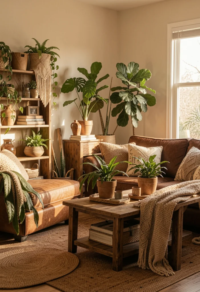 Brown with Green Plants