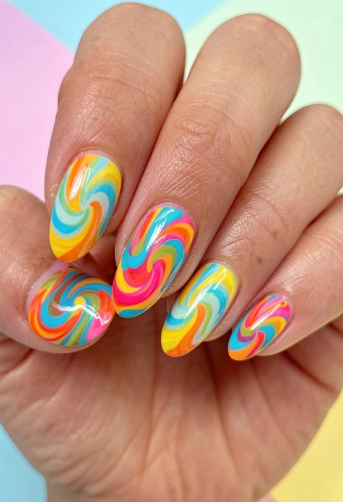 Colorful Swirl Nails