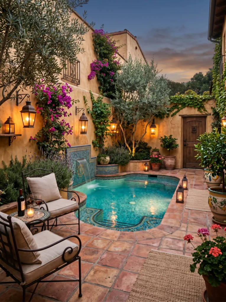 Mediterranean Style Compact Pool Retreat
