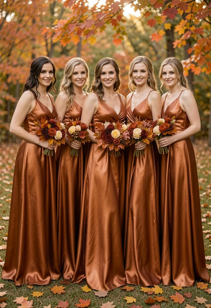 Copper Satin Dresses