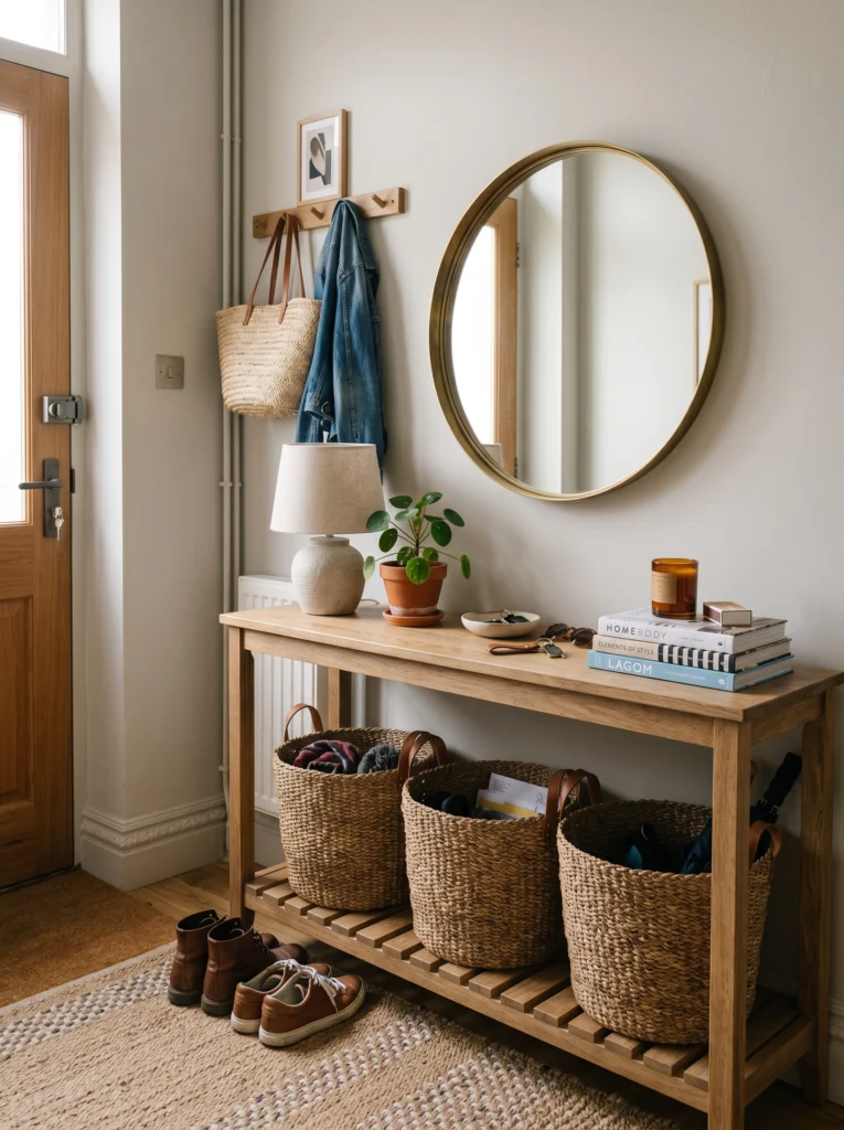 Entry Table With Storage Baskets & Organization