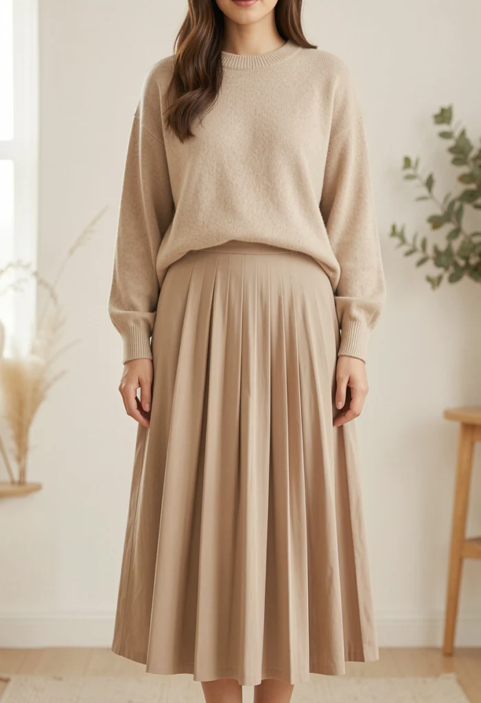 Pleated Skirt with Lightweight Sweater