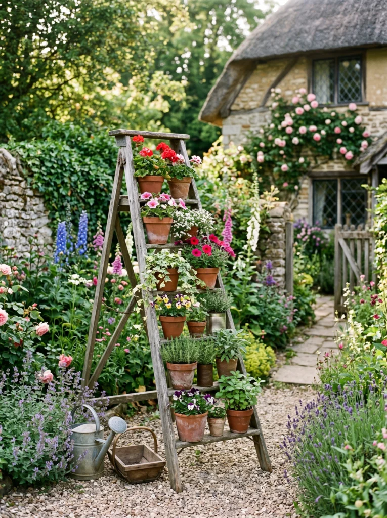 . Rustic Ladder Plant Display