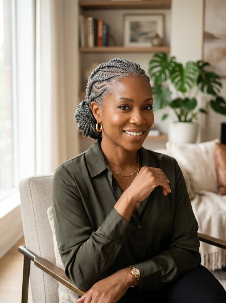 Gray Cornrows with Style
