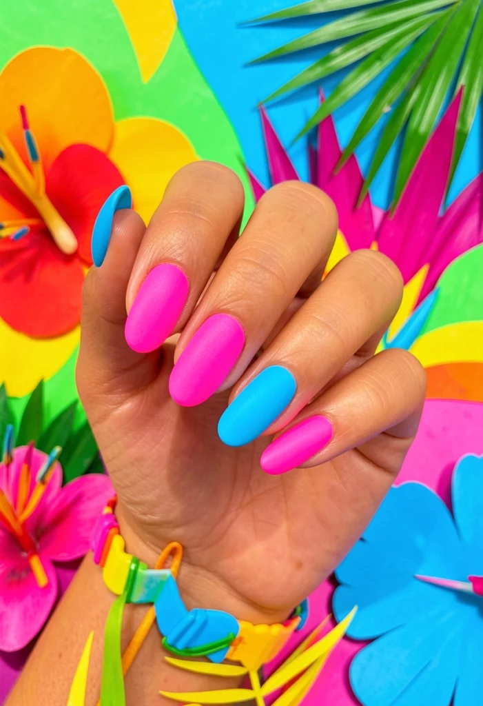 Matte Bright Color Nails