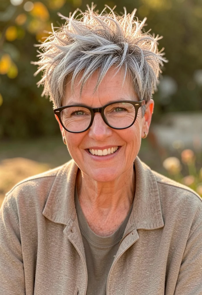 Messy Textured Pixie with Glasses