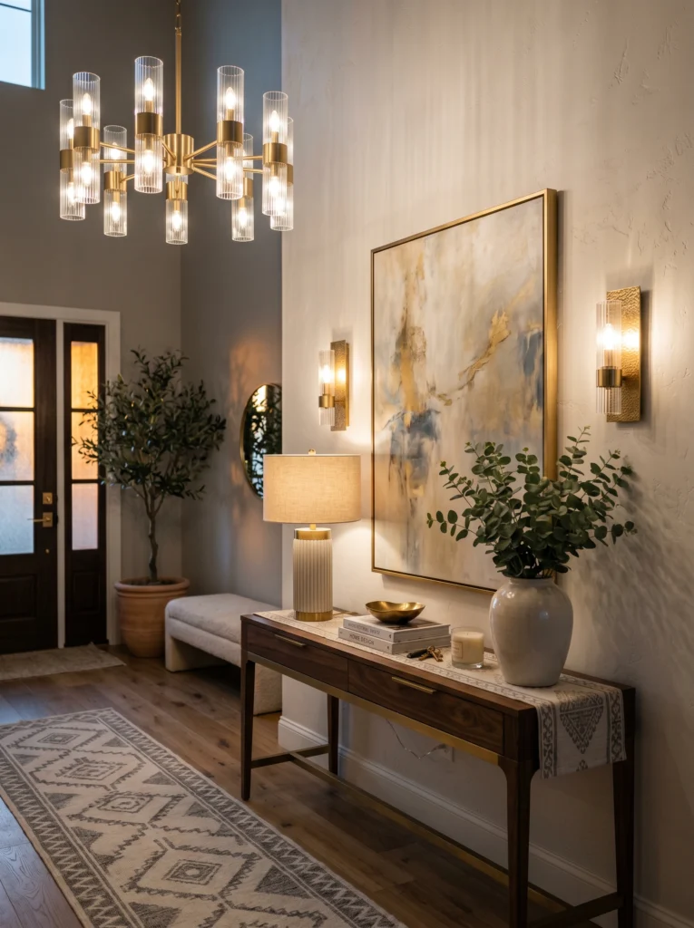  Statement Lighting Entryway Table Setup