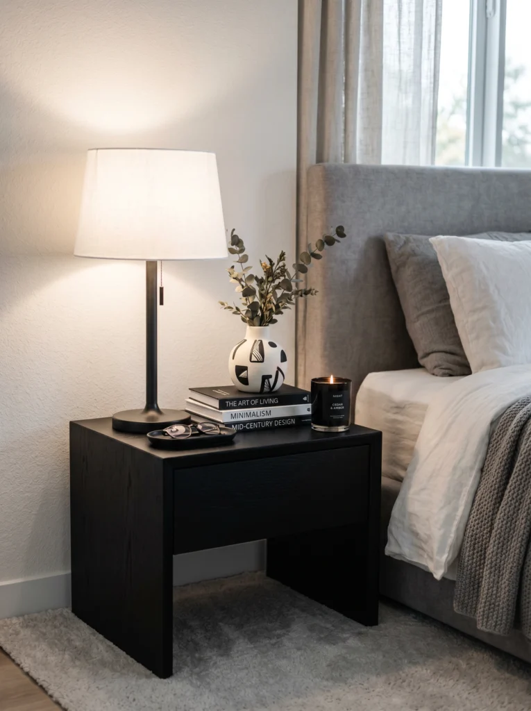 Black and White Nightstand Decor for Modern Contrast