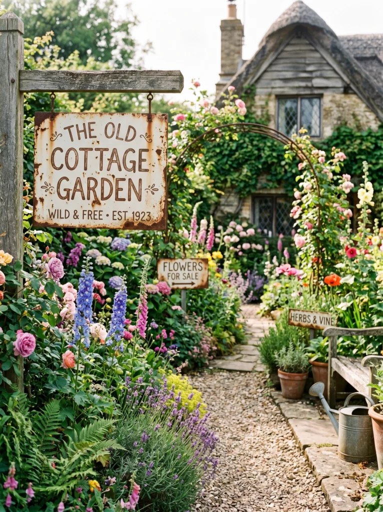 Distressed Metal Garden Signs