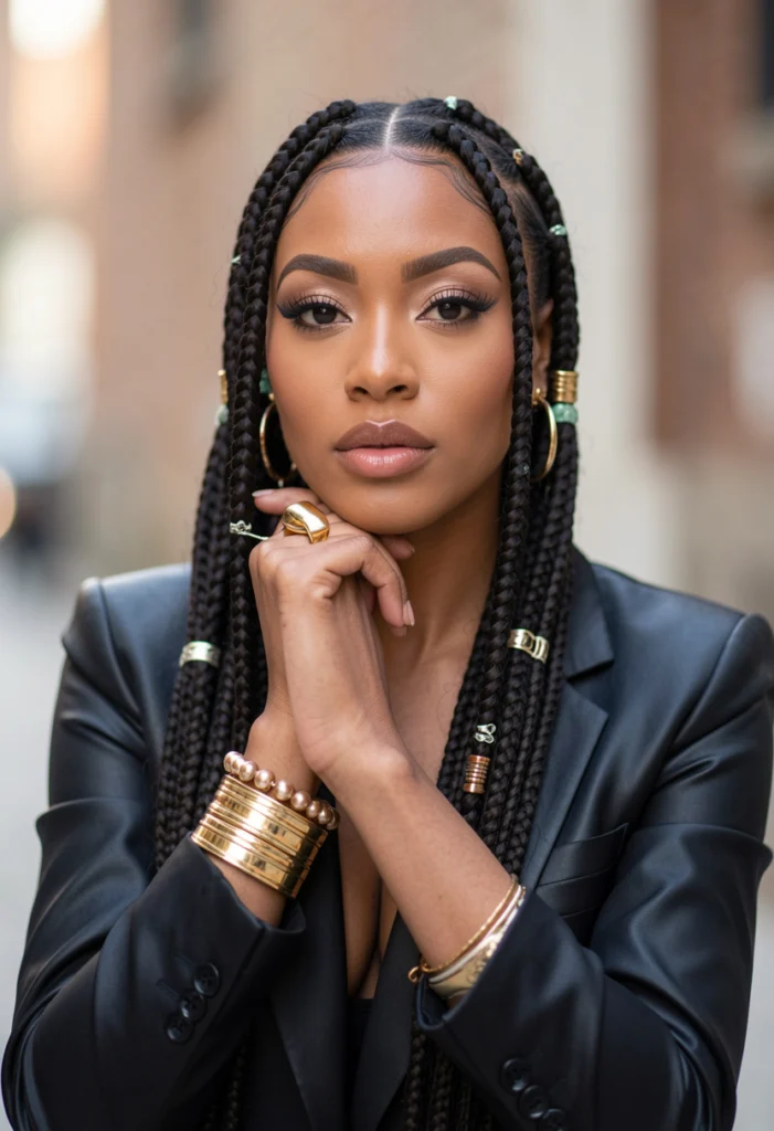 Knotless Braids with Accessories