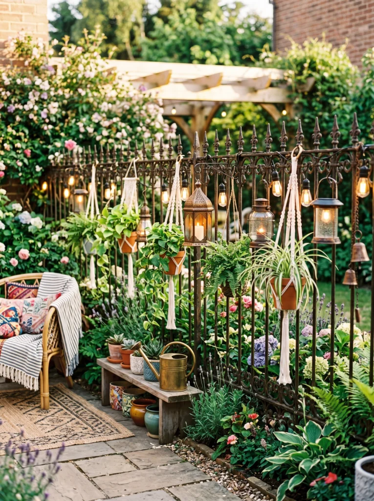  Metal Fence with Boho Decor Accents