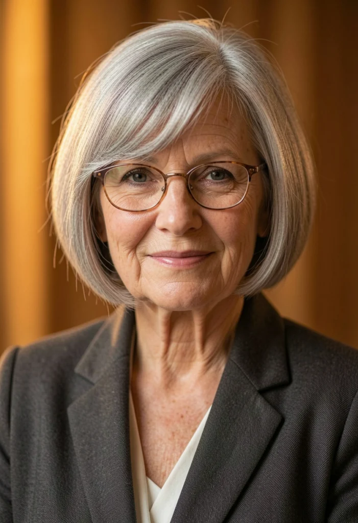 Short Bob with Side Bangs and Glasses