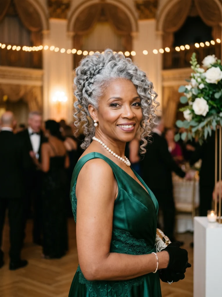 Gray Updo with Soft Curls