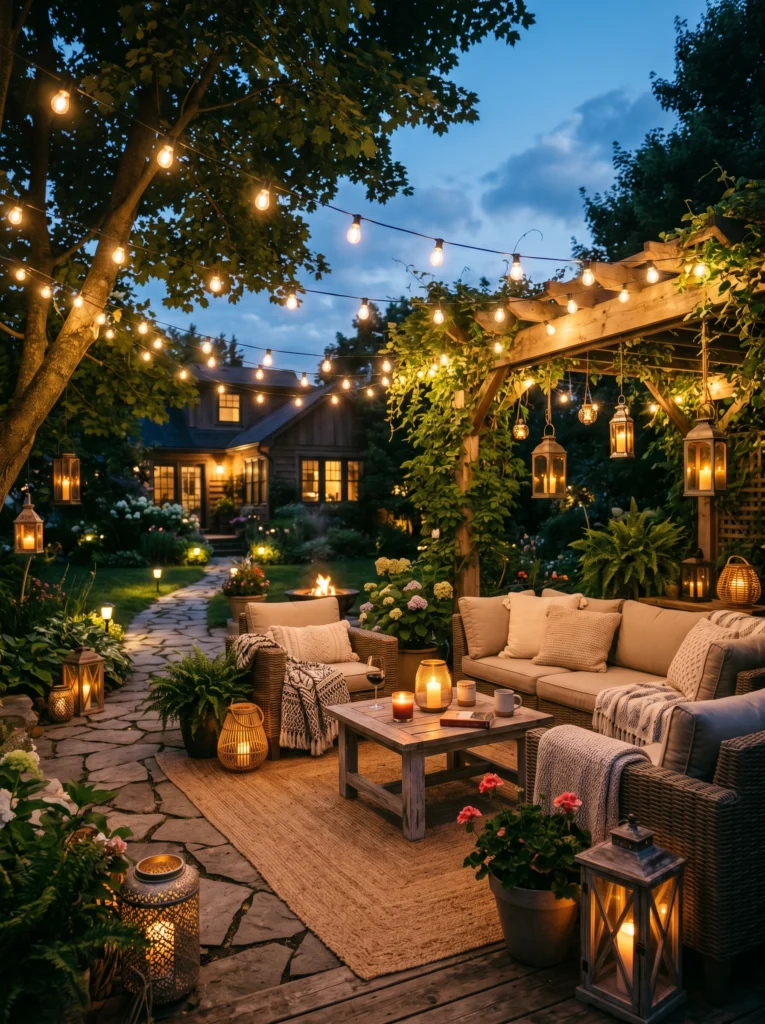 Mixed Lantern and String Light Combo