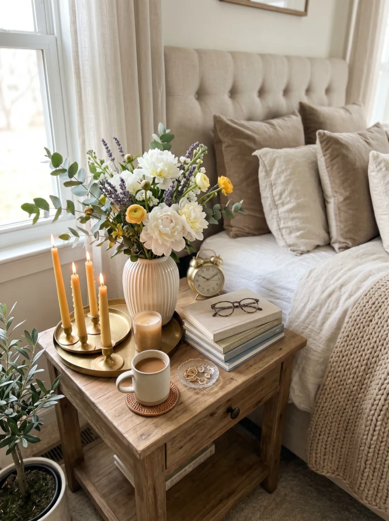 Seasonal Bedside Table Decor Refresh