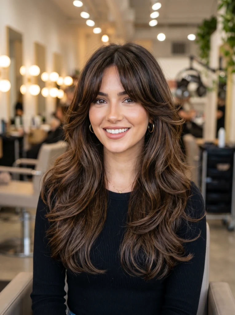 Butterfly Haircut With Curtain Bangs for Extra Softness