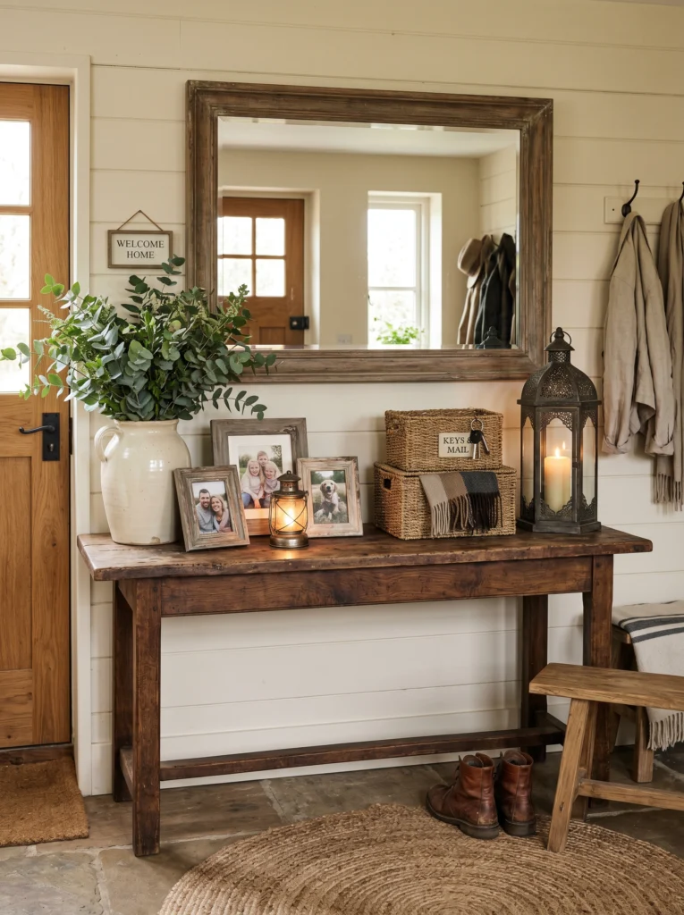 Farmhouse Entry Table With Rustic Charm