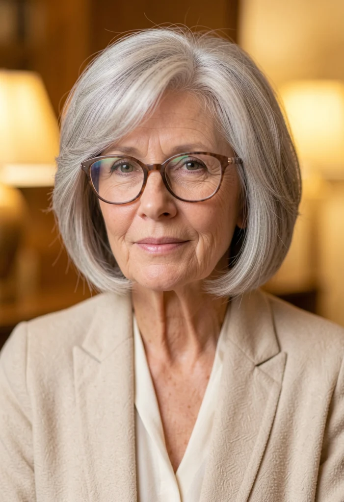  Layered Bob with Glasses