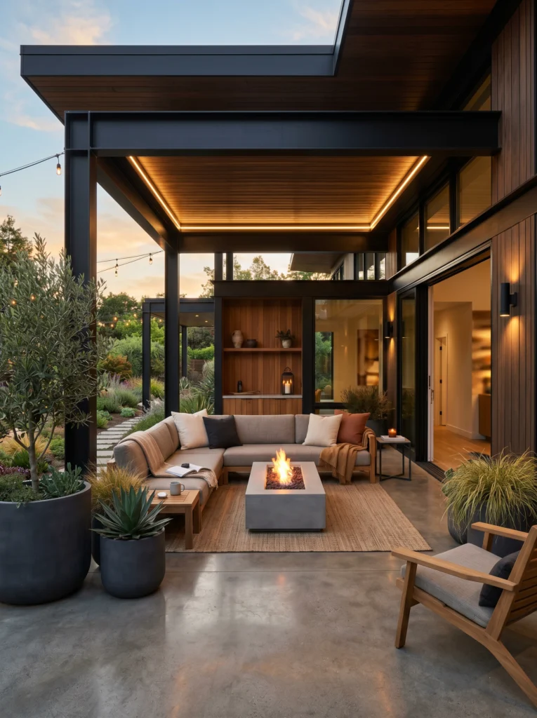 . Modern Covered Patio With Clean Minimalist Design