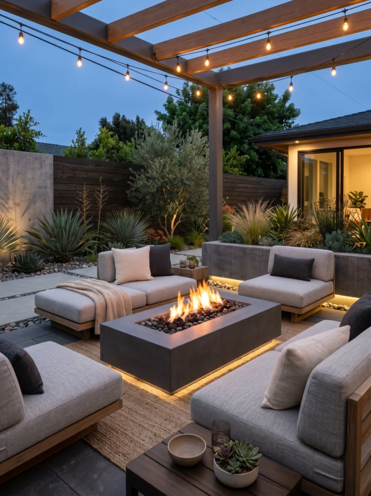 Modern Minimalist Fire Pit Lounge
