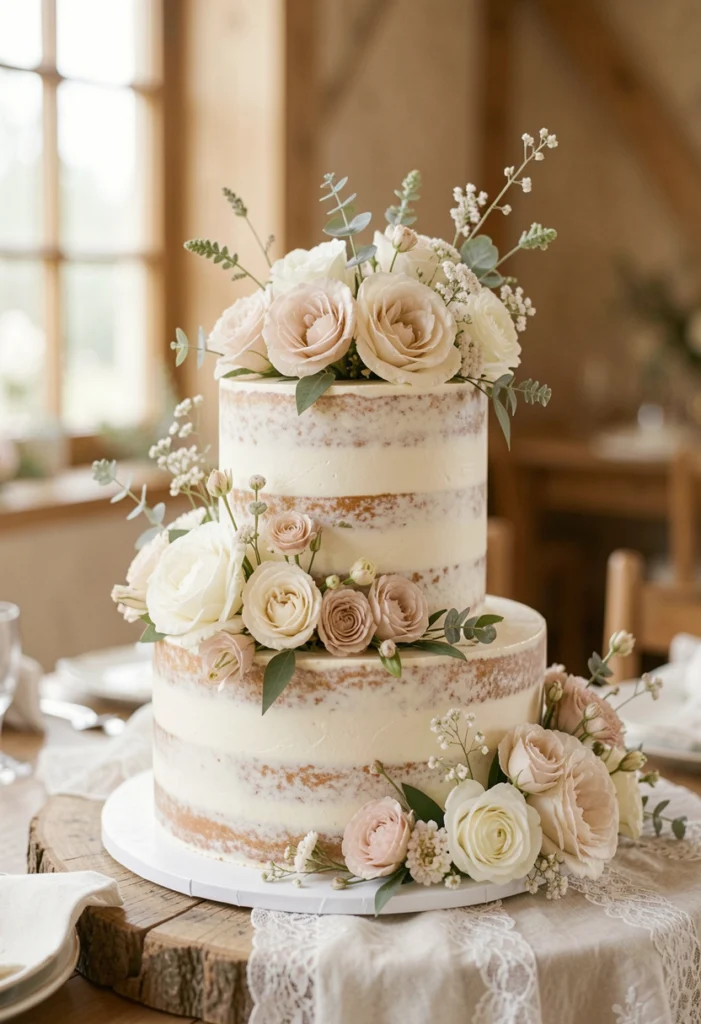 Semi-Naked Cake with Fresh Flowers