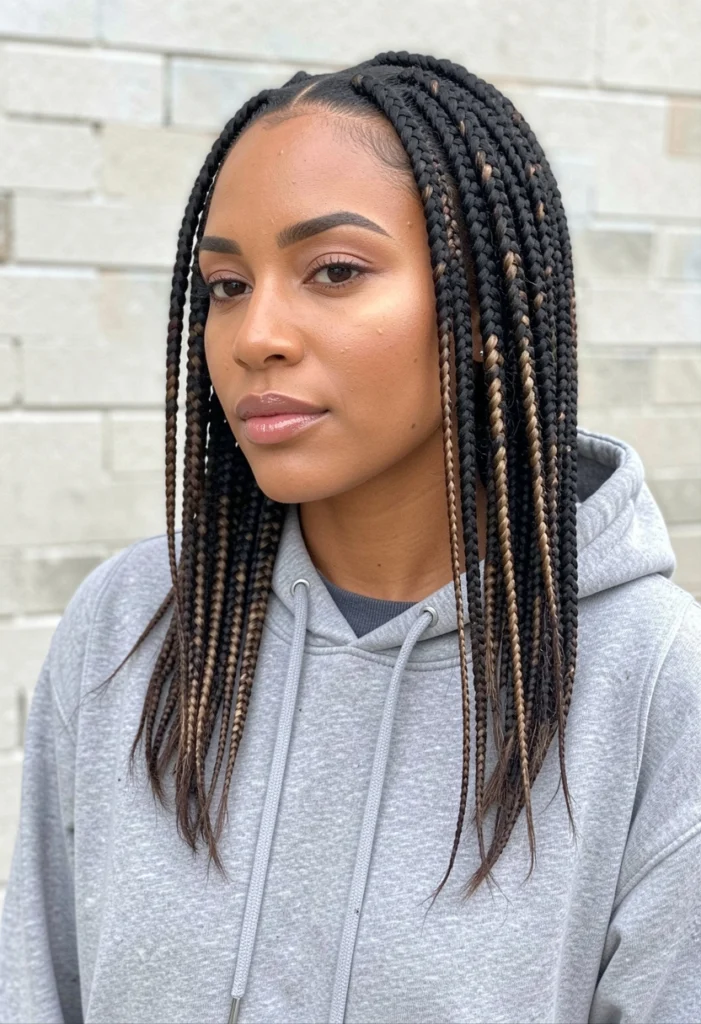 . Shoulder-Length Knotless Braids