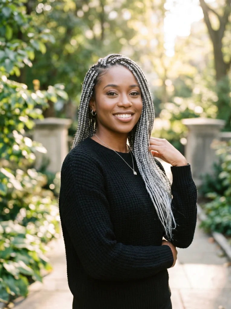Silver Box Braids for a Bold Statement
