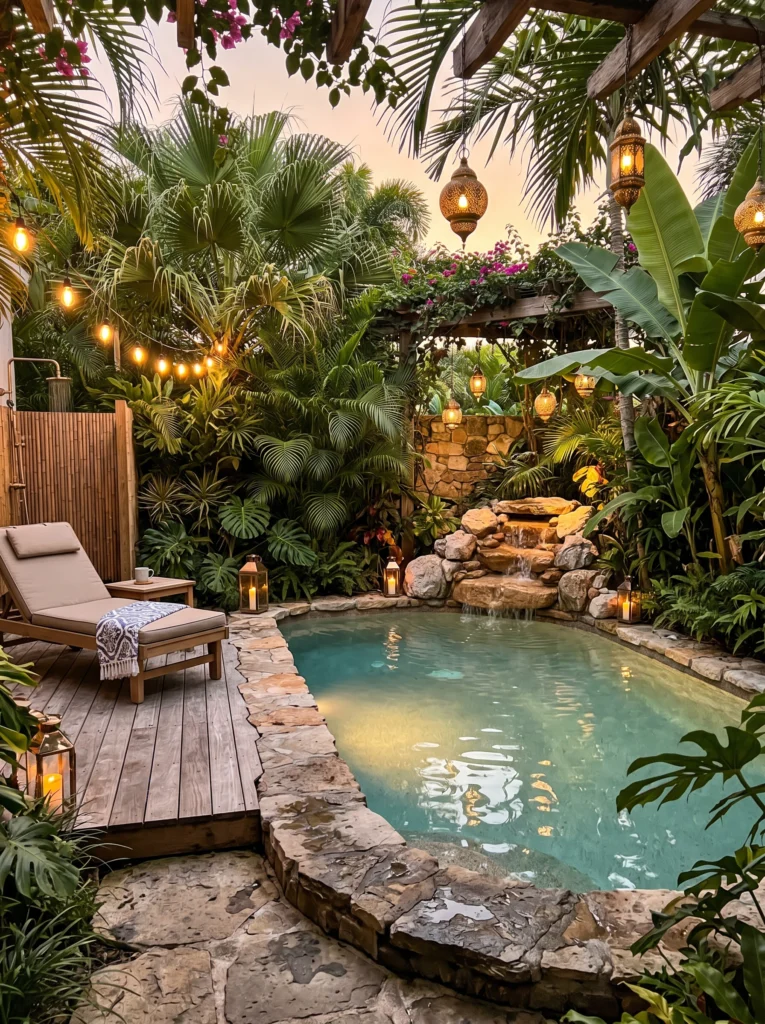 Tropical Small Backyard Pool Oasis