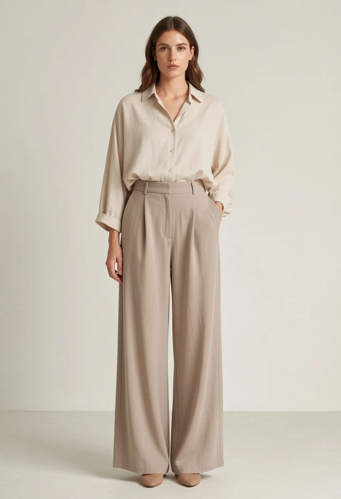 Wide-Leg Pants with a Loose Blouse