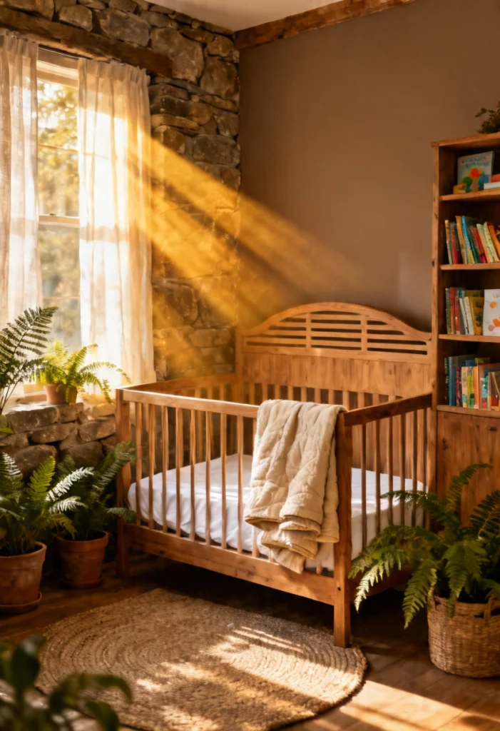 Wooden Crib with Rustic Charm