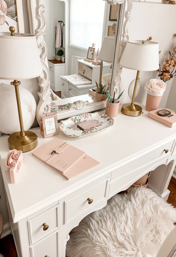 Chic Vanity-Style Desk Setup