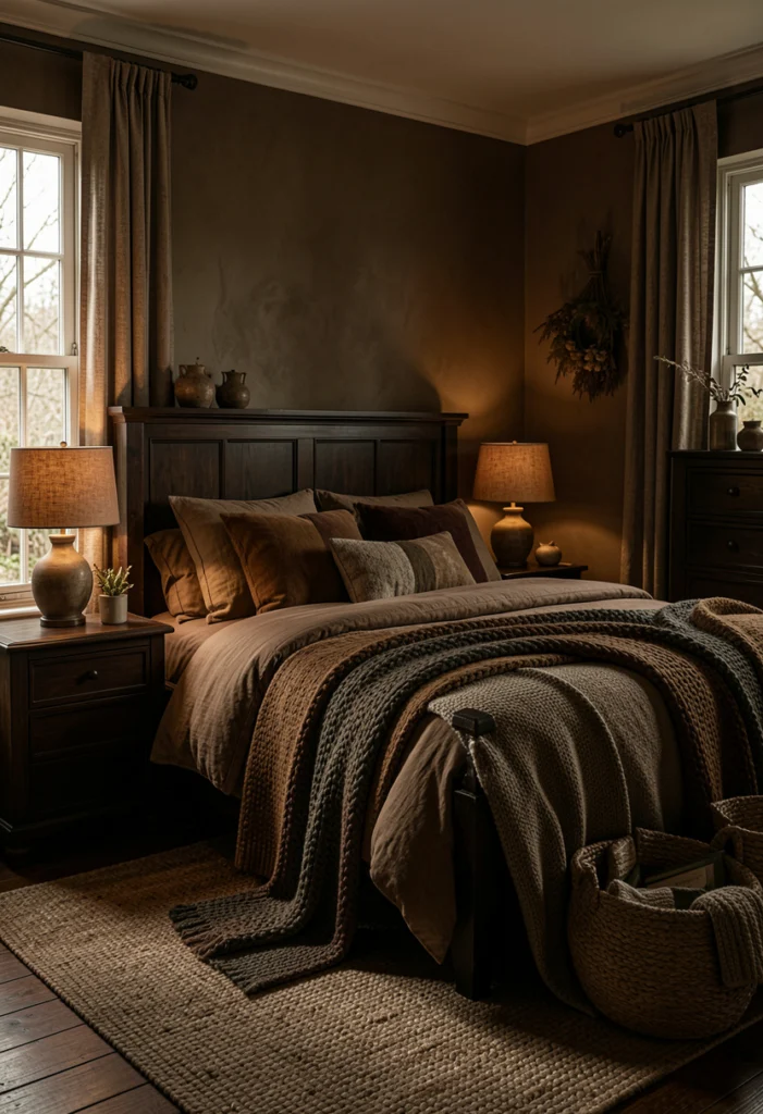 Dark Wood Furniture and Earthy Tones