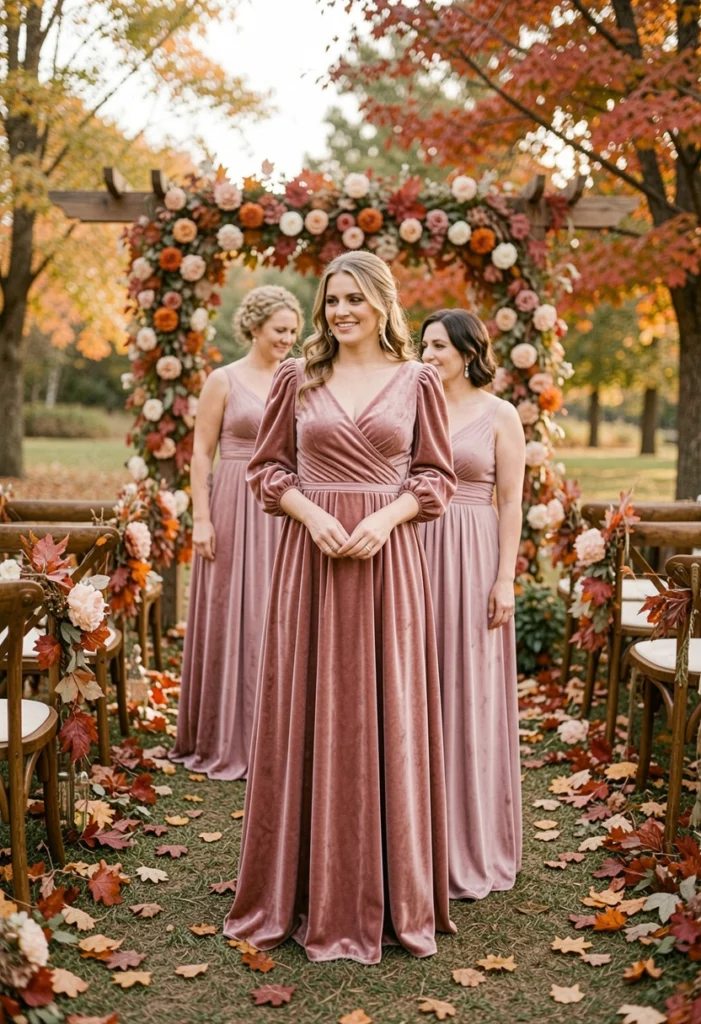 Dusty Rose Velvet Dresses