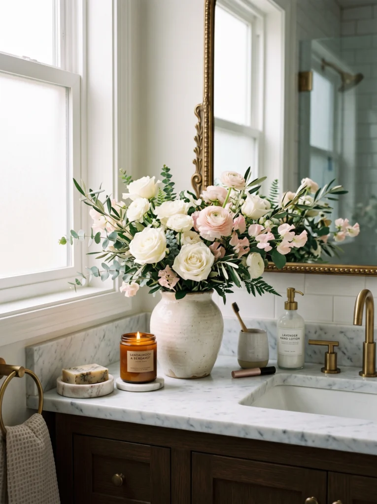Fresh Flowers for a Bright Spa-Like Feel