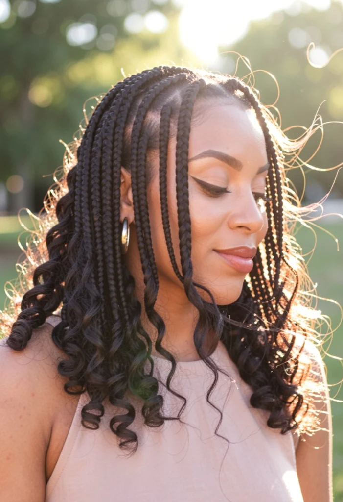 Knotless Braids with Curly Ends