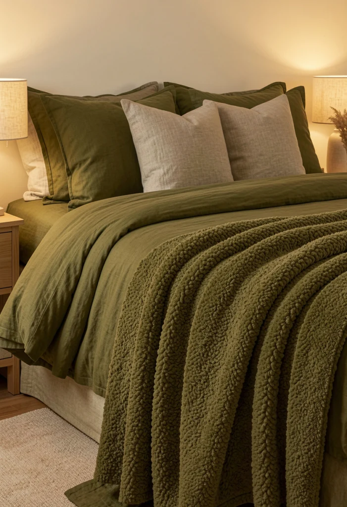 Olive Green Bedding Layers