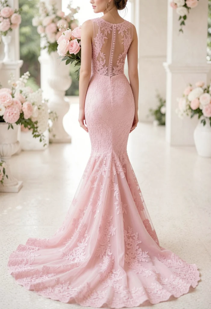 Pink Lace Mermaid Gown