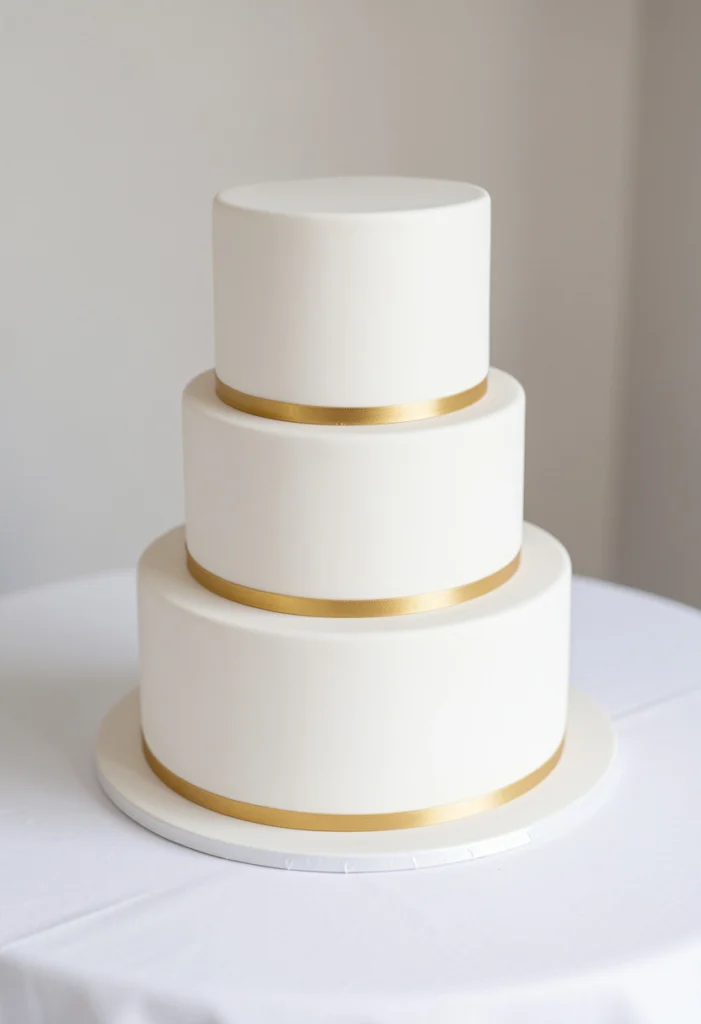 Smooth Fondant Cake with Gold Accent
