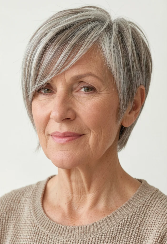  Textured Crop with Side Bangs