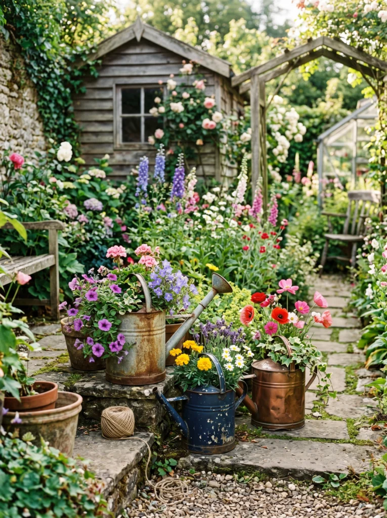 Vintage Watering Cans as Planters
