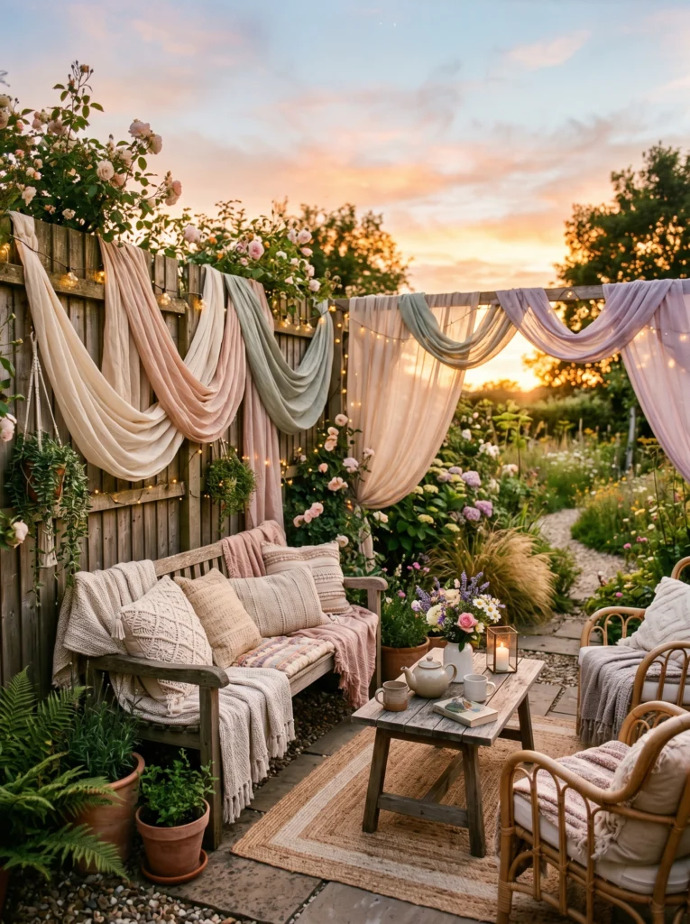 Boho Fabric Draped Fence