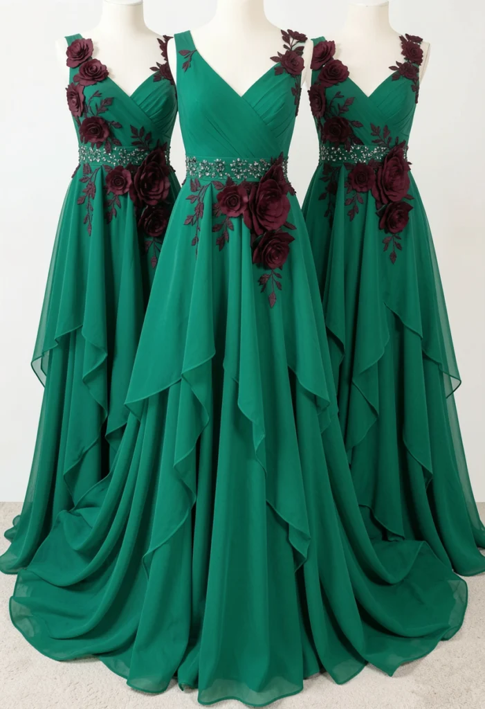  Emerald Green Floor-Length Gowns