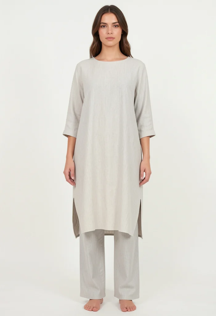  Long Tunic with Straight-Leg Pants
