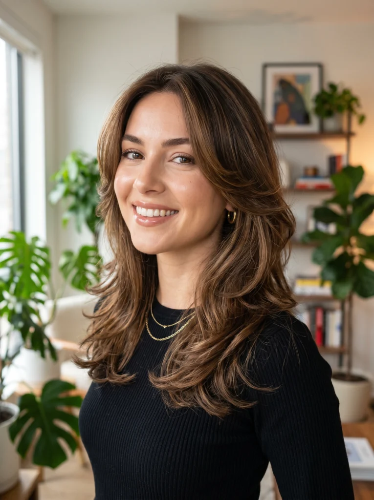 Medium-Length Butterfly Haircut for Everyday Glam