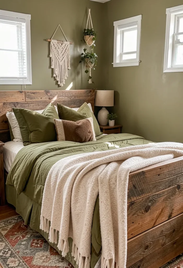 Olive Green with Natural Wood