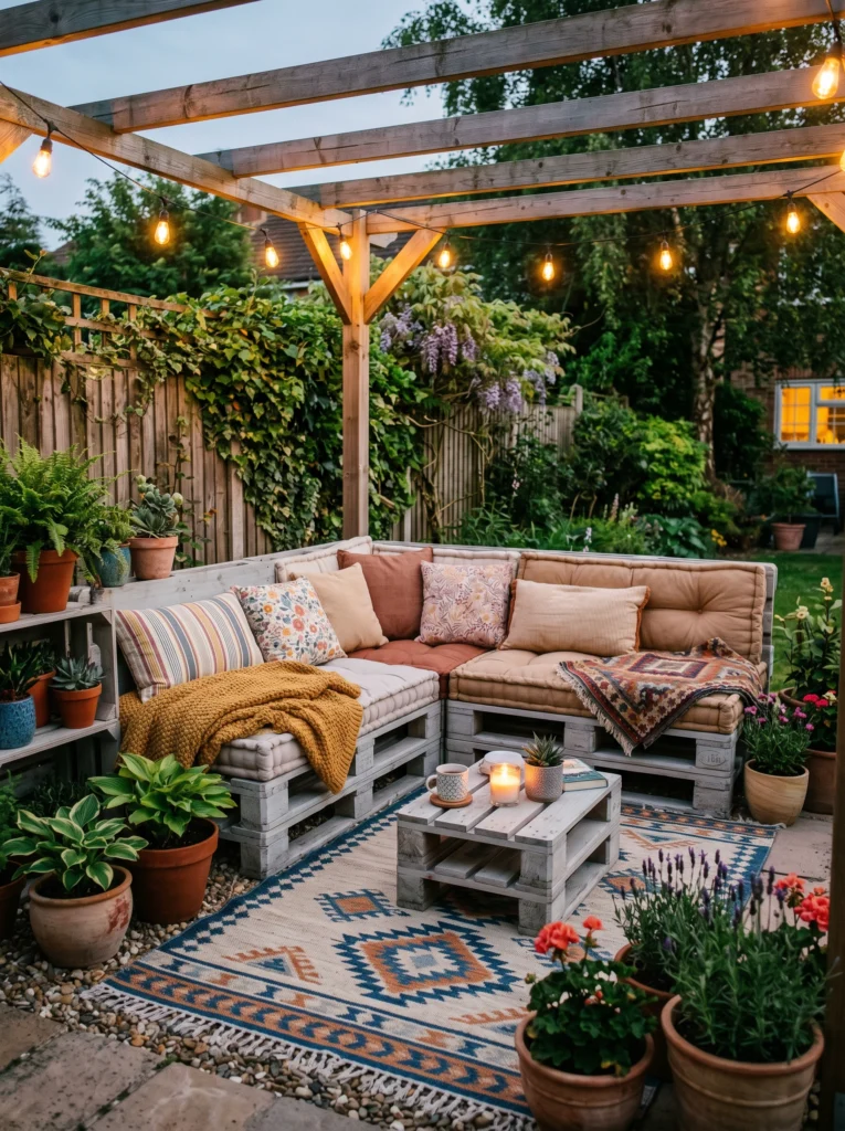  Pallet Furniture Outdoor Lounge on a Budget
