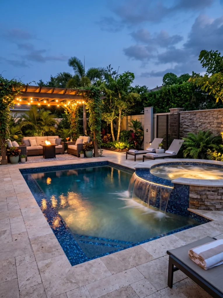 Small Pool With Built-In Spa Combo