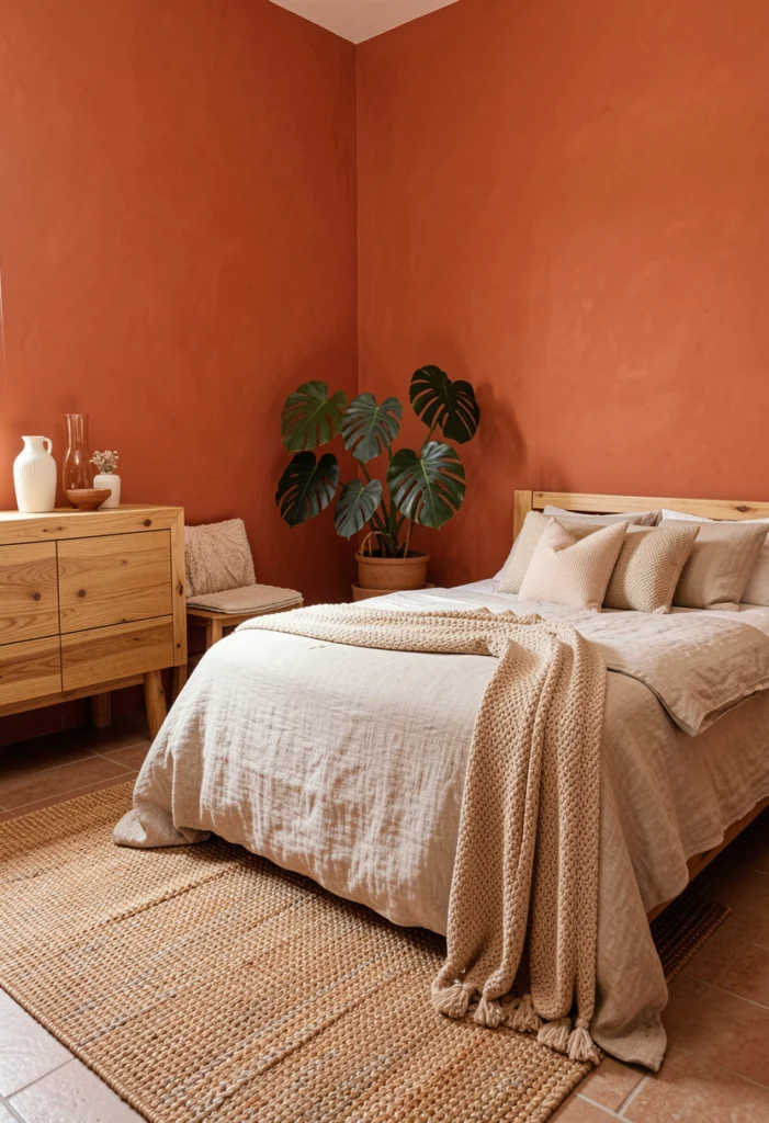 Terracotta with Natural Wood