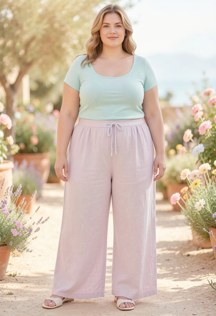 . Wide-Leg Pants with Fitted Top